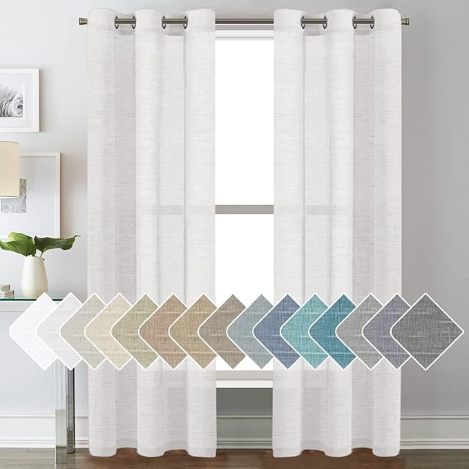 H.VERSAILTEX Linen Curtains Nickel Grommet Natural Linen Semi-Sheer Curtains 2 by HVERSAILTEX