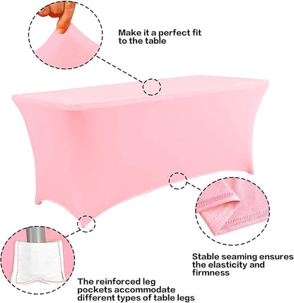 IVAPUPU 4FT Table Cloth for Rectangular Fitted Events Stretch Pink Table Covers - Image 2
