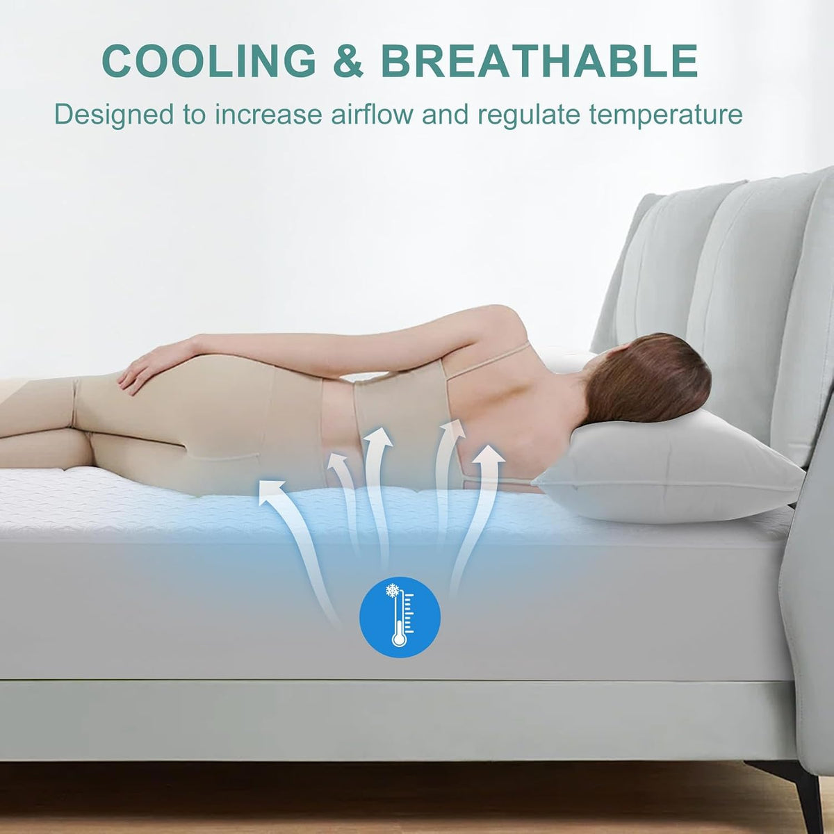 premium king size mattress protector waterproof cooling (white,78"x80") on a desk or shelf