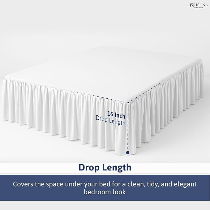 KRISHNA Ruffled Bed Skirt with Split Corners King, 100% Microfiber Hotel Quality - Image 4