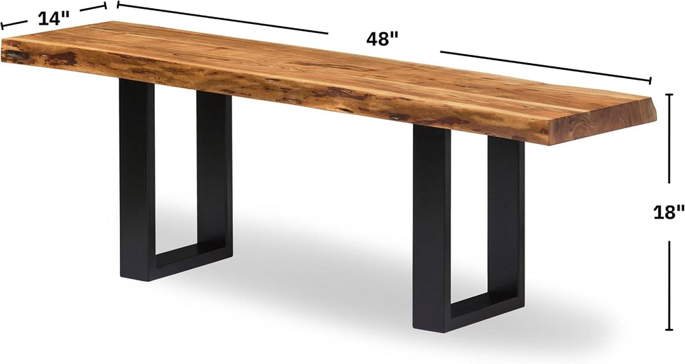 Alaterre Alpine Live Edge Solid Wood Rustic Entryway Bench, Natural, 48”