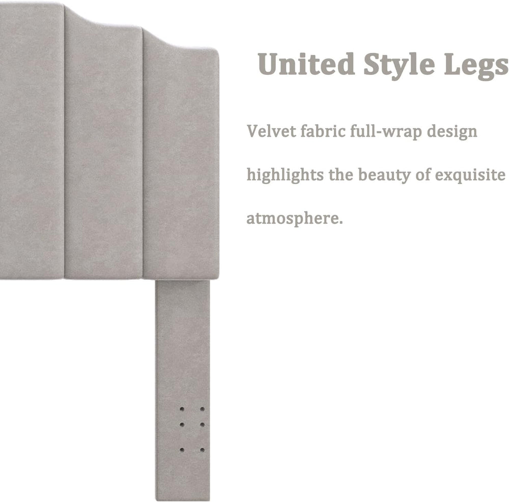 Befurtori Queen Size Headboard Only, Velvet Wall Mount Headboard Light Gray
