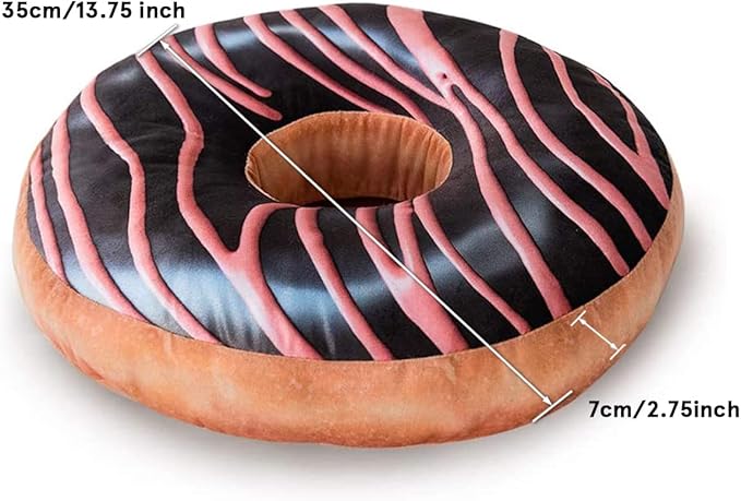 HYSEAS Round Throw Pillow 14 Inch Chocolate Pink Donut, 3D Digital Print - Image 2