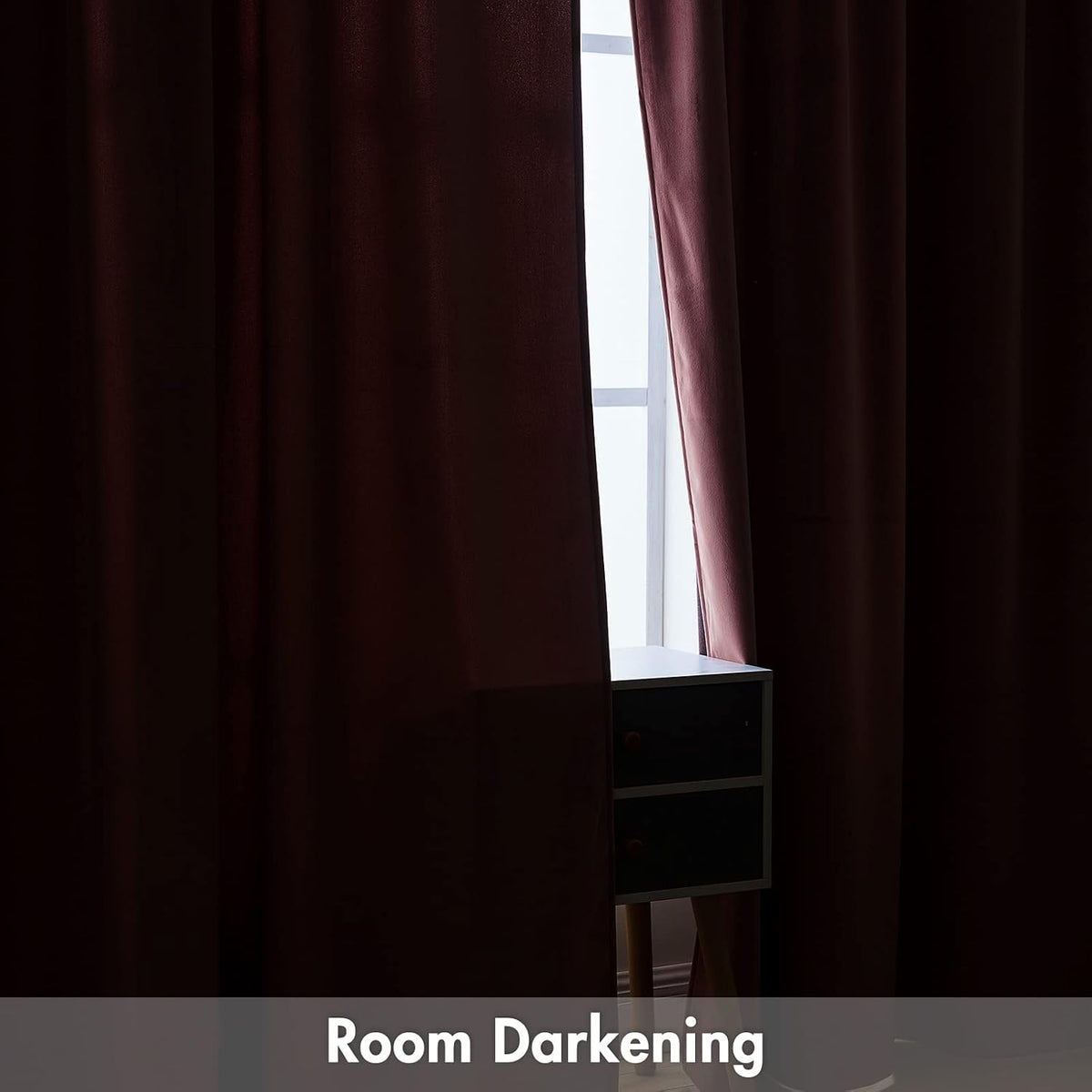 miulee dusty rose pink velvet room darkening curtains, side view