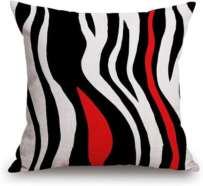 TSSOHU Throw Pillow Cover Geometric Black and White Red Abstract Line by TSSOHU
