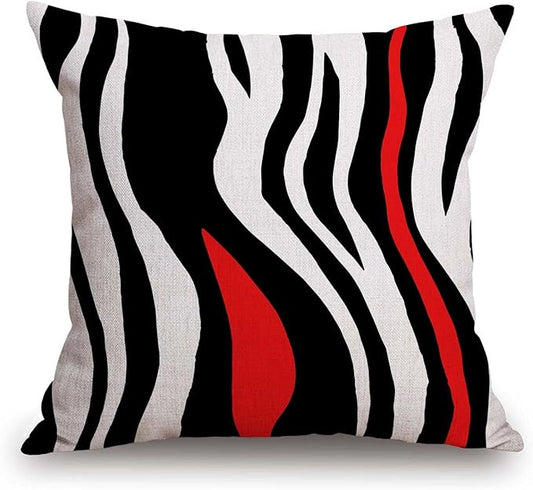 TSSOHU Throw Pillow Cover Geometric Black and White Red Abstract Line by TSSOHU