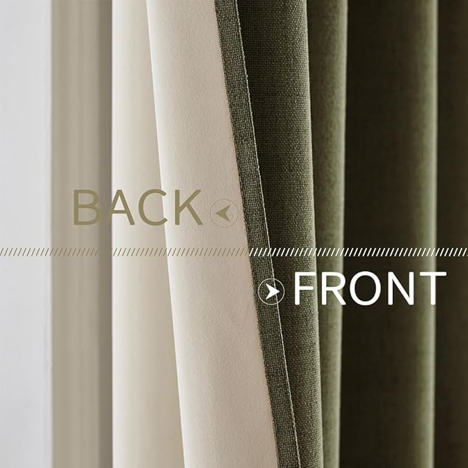 MIULEE Linen Texture Curtains for Bedroom Solid 100% Blackout Thermal Insulated - Image 6