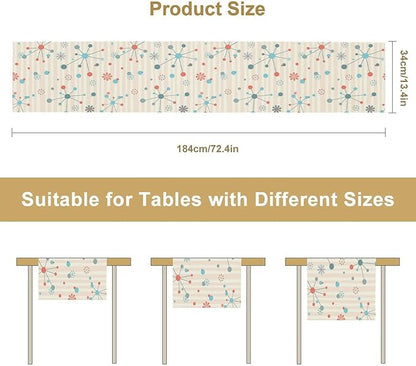 Atomic Retro Table Runner Mid Century Geometric Abstract Classic Modern Sputnik - Image 2