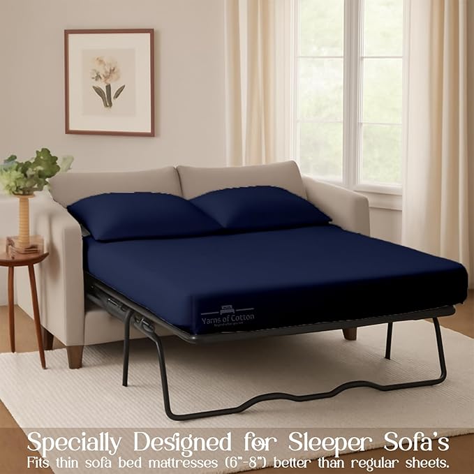 Sleeper Sofa 4 Piece Bed Sheet Set Premium Quality 100% Cotton 500 Thread Count - Image 3