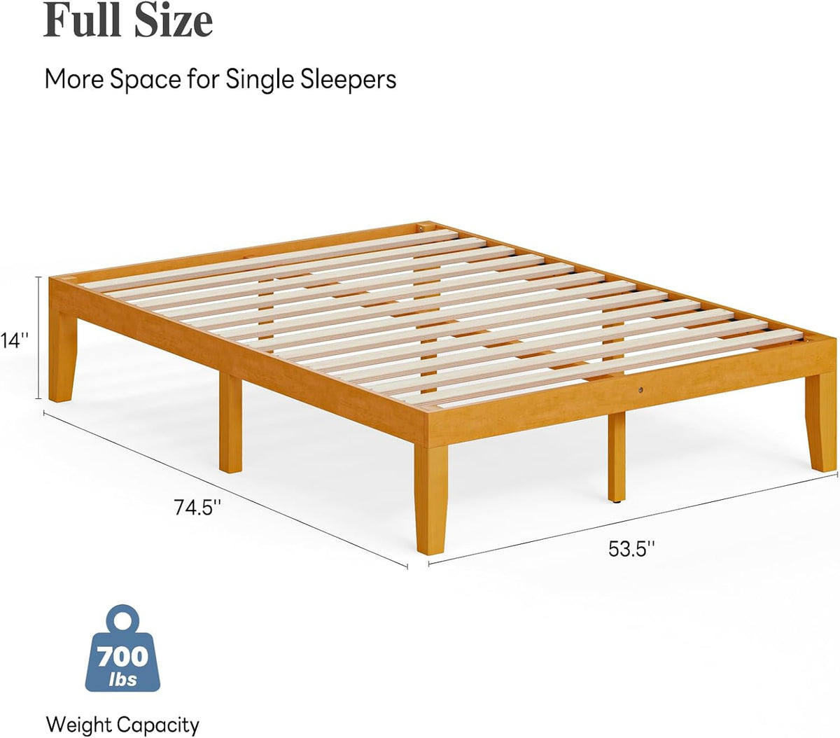 olixis full size bed frame, platform bed frame shown in use