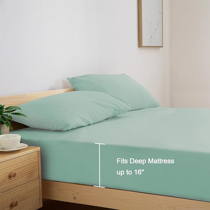 SPRINGSPIRIT Queen Sheets Set 4 Piece, Luxury Super Soft Microfiber Queen Bed - Image 3
