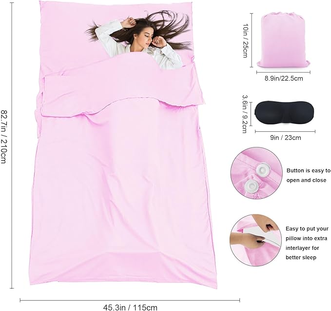 Sleeping Bag Liner, Travel Sheet & Adult Sleep Sack, Camping Sheets Travel - Image 5