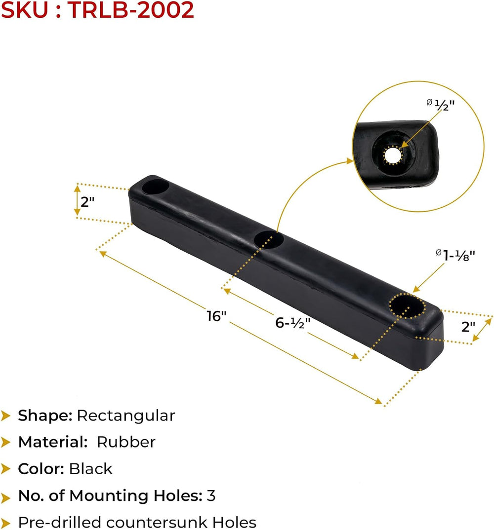 Mytee Products 2 Pack 16"x2"x2" Rectangular Rubber Dock Bumper...