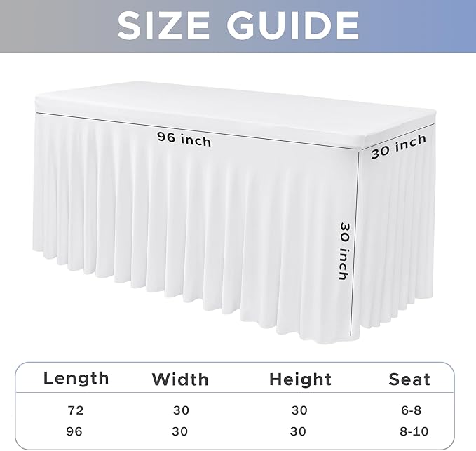 Nasitos White Table Skirt for 8 Foot Rectangle Tables, 4 Pack - Image 4