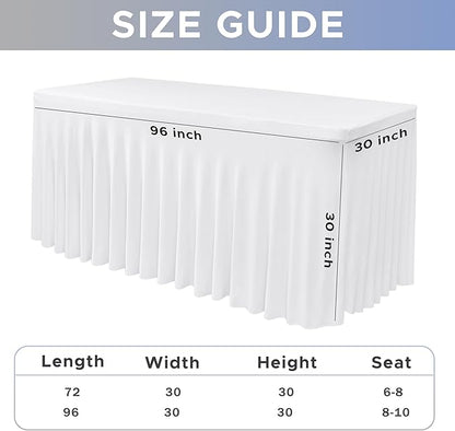 Nasitos White Table Skirt for 8 Foot Rectangle Tables, 2 Pack - Image 4