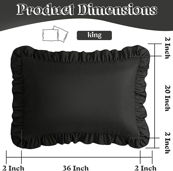 KKJIAF Ruffle Pillow Cases King Size Set of 2, Ruffled Pillow Covers - Image 3