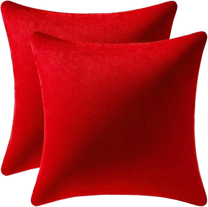Throw Pillow Covers 22x22 Christmas Red: 2 Pack Cozy Soft Velvet Square by DEZENE