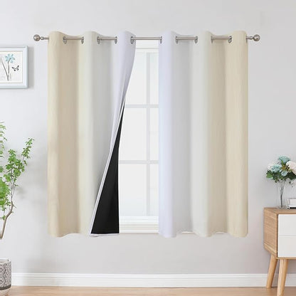 Estelar Textiler Beige and Greyish White Ombre Blackout Curtains 45 Inch Length by ESTELARTEXTILER