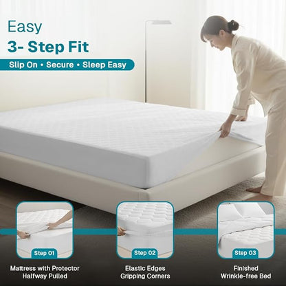 FABDREAMS Organic Quilted Mattress Protector | King Mattress Pad| Mattress - Image 4