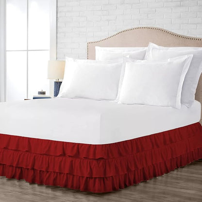 Multi-Ruffle Bed Skirt, Soft Multi Ruffle Bed Skirt Elastic Dust Ruffles - Image 4
