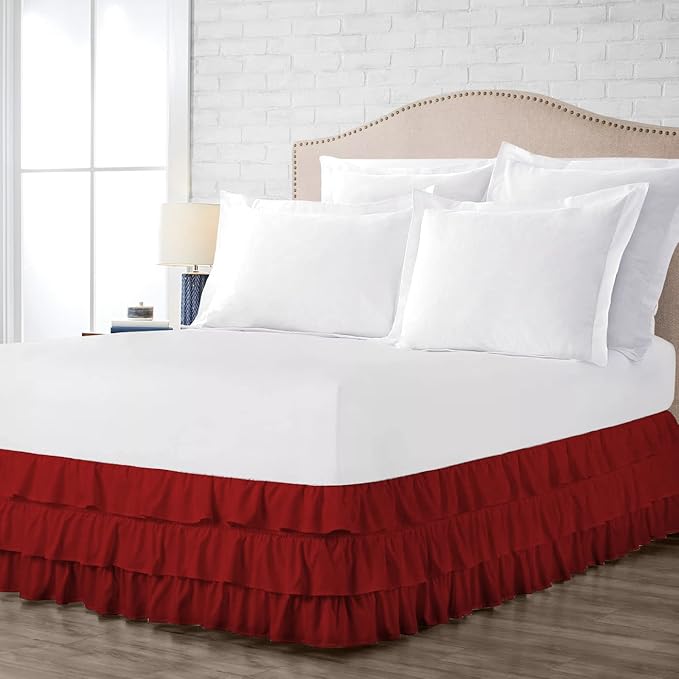 Multi-Ruffle Bed Skirt, Soft Multi Elastic Dust Ruffles by Unknown