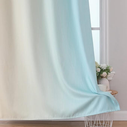 Estelar Textiler Aqua and Beige Ombre Blackout Curtains 45 Inch Length - Image 6