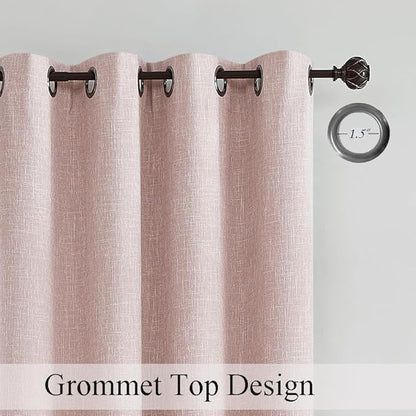 Central Park Pink Solid Blackout Curtain Heavy Linen Texture Window Treatment - Image 3