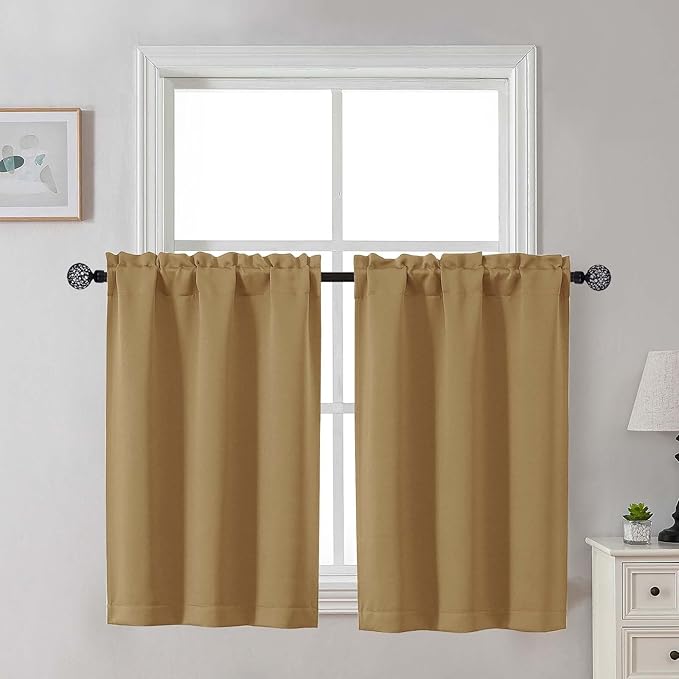 Gwine Kitchen Curtains for Small Window Treatment, Light Filtering Short Cafe by Gwine