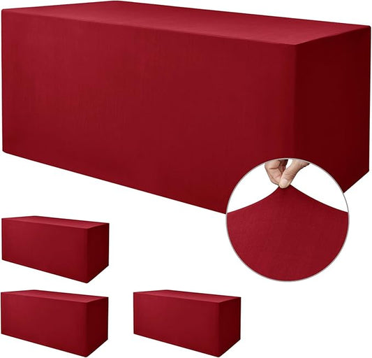 Nasitos Fitted Red Tablecloths for 6 Foot Tables by Nasitoshomedecor