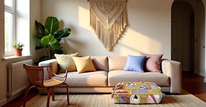 CRAFT KALA Indian Square Patchwork Traditional Pouf Cover Indian Living Room - Image 8