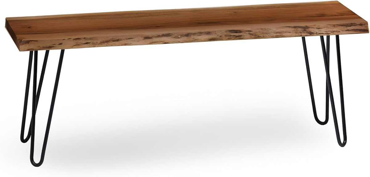 alaterre live edge solid wood entryway bench with, front angle view