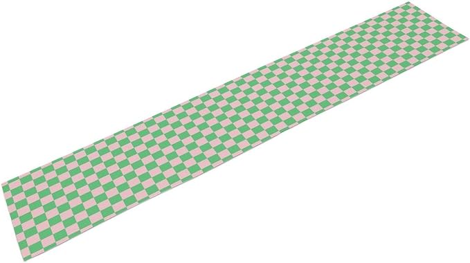 Retro Checkered Table Runner, Cute Pink Green Checkerboard Vintage Hippie - Image 8