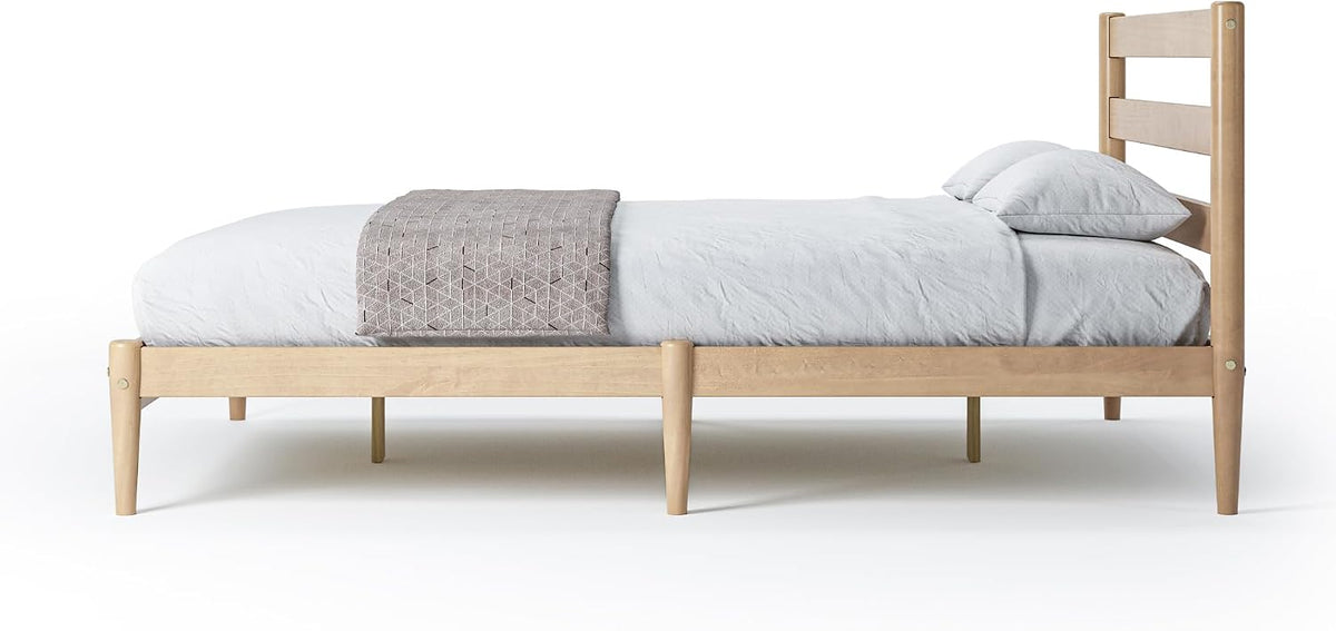 camaflexi mid-century modern platform bed/solid wood/slat headboard/mattress foundation, side view