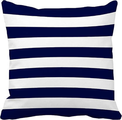 Leaveland Retro Navy Blue Stripe 20x20 Inch Set of 2 Cotton Polyester Square - Image 7