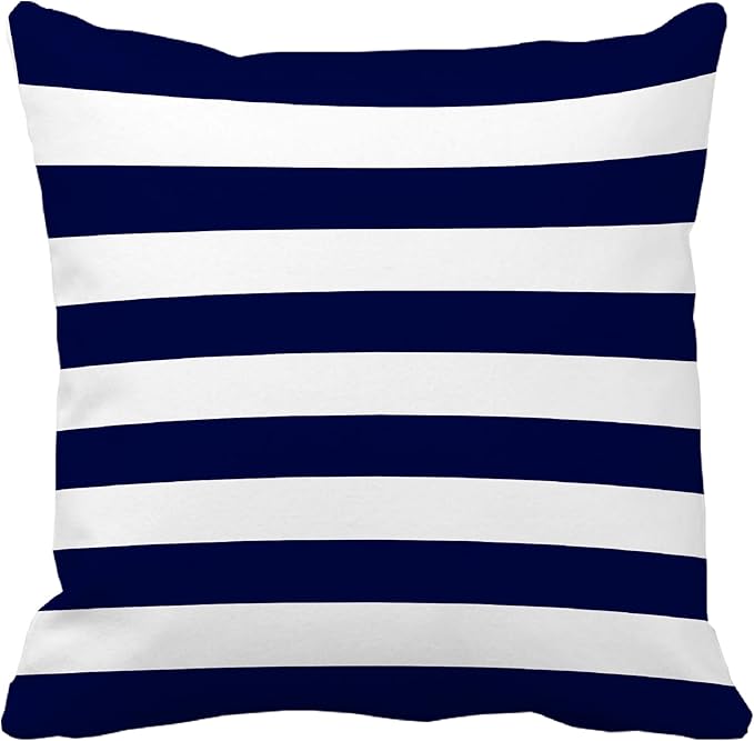 Leaveland Retro Navy Blue Stripe 20x20 Inch Set of 2 Cotton Polyester Square - Image 3