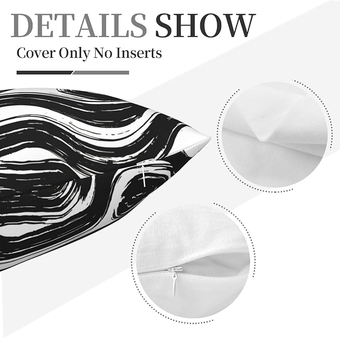 Black and White Striped Throw Pillow Covers 18x18 in Set of 2 Decorative Modern - Image 8