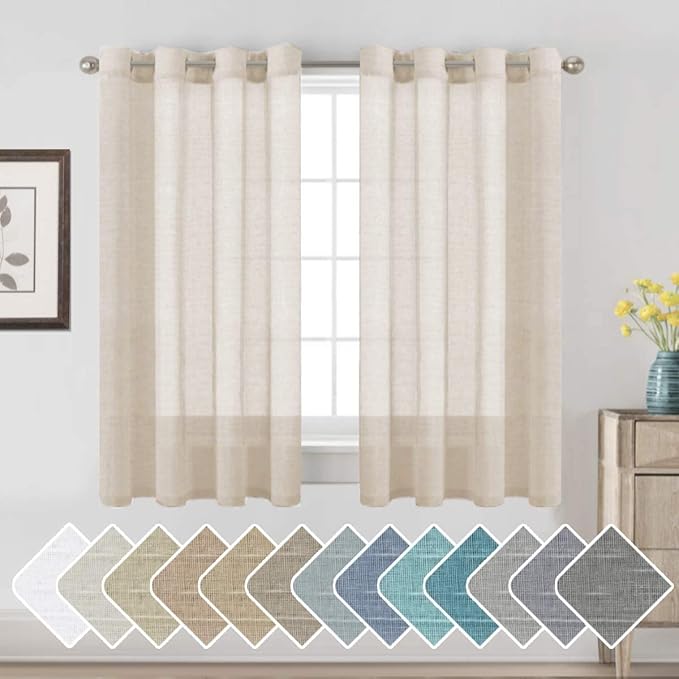 H.VERSAILTEX Linen Curtains Nickel Grommet Natural Linen Semi-Sheer Curtains 2 by HVERSAILTEX