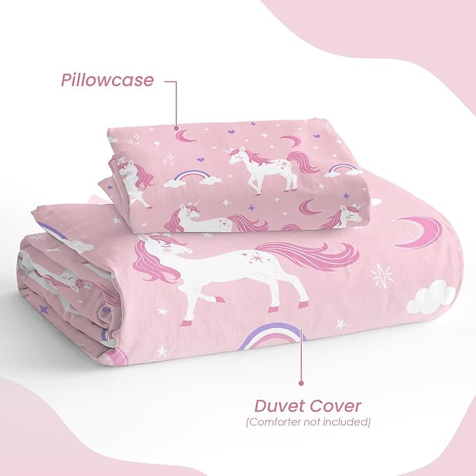 SANDJEST Unicorn Duvet Cover Sets Twin Size - Image 4