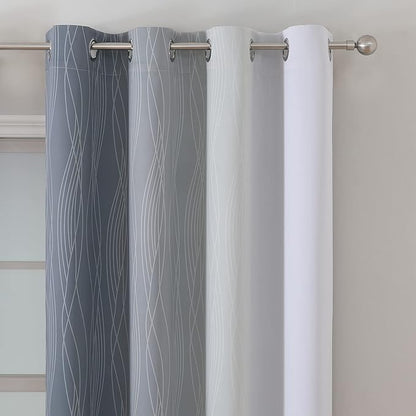 Estelar Textiler Grayish White and Grey Blackout Curtains - Image 3