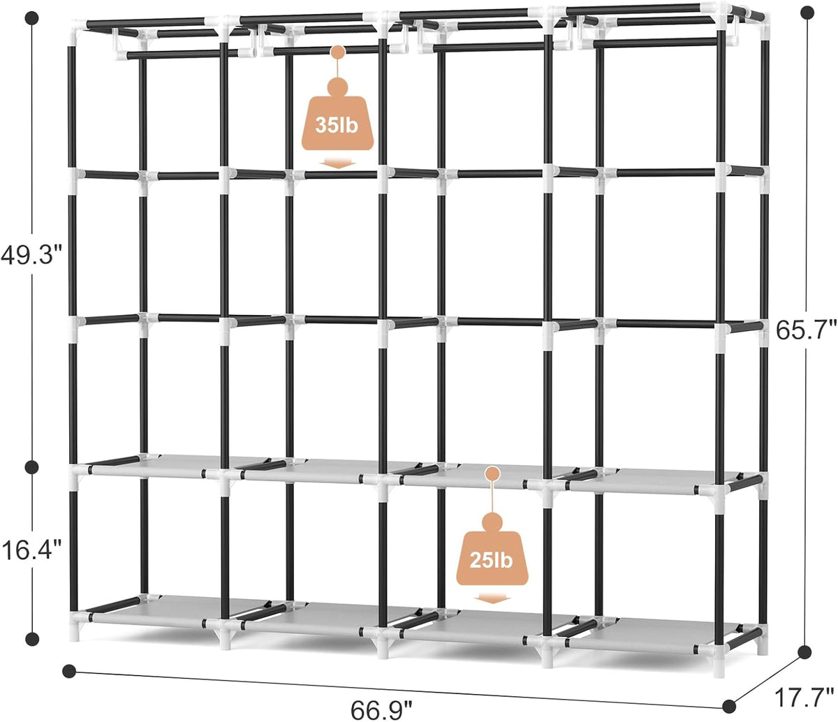 vtrin portable closet for hanging clothes 67 inch, close-up detail