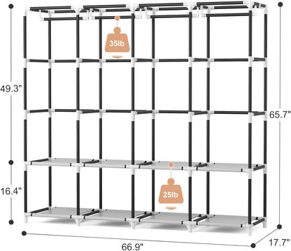 vtrin portable closet for hanging clothes 67 inch, close-up detail