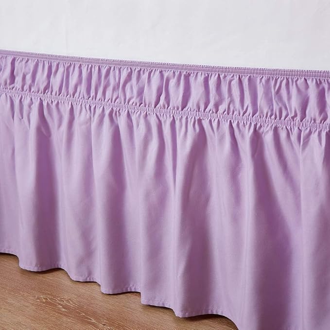 MEILA Wrap Around Bed Skirt Three Fabric Sides Elastic Dust Ruffled 14 Inch - Image 4