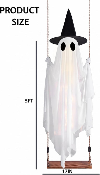 5FT Halloween Swinging Ghost Outdoor Decor,Spooky Hanging Ghost Decorations