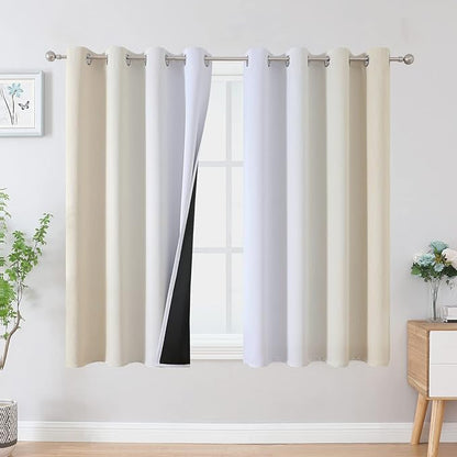 Estelar Textiler Beige and Grayish White Blackout Curtains & Drapes by ESTELARTEXTILER