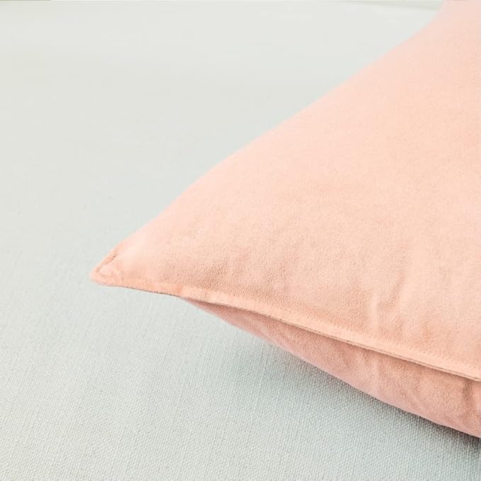 Fancy Homi 22x22 Pillow Covers, Super Soft Faux Suede Square Solid Coral - Image 4