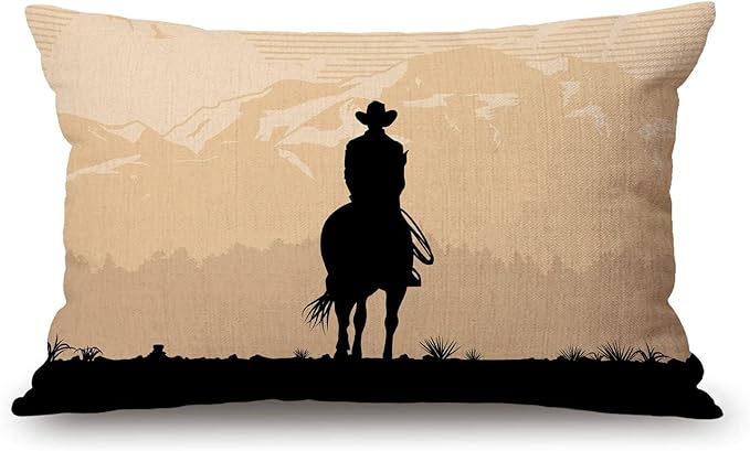 Solekla Cowboy Waist Lumbar Cotton Linen Throw Pillow case Cushion Cover by Solekla