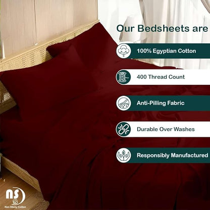 NON Sticky cotton Full Size Sleeper Sofa Sheets, 4 Piece Egyptian Cotton Bed - Image 2
