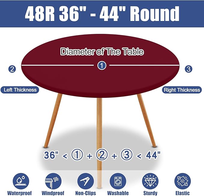 Round Spandex Tablecloth, Elastic Fitted Waterproof Tablecloths - Image 8
