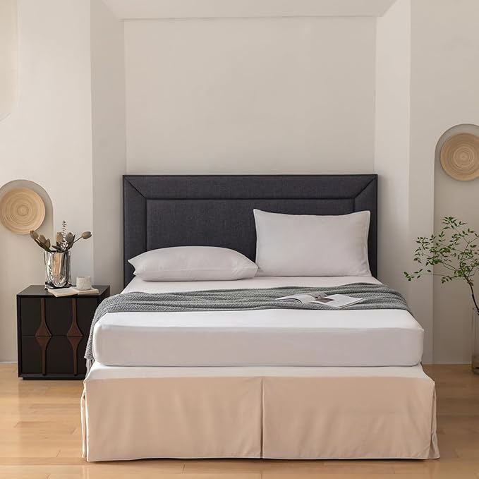 Full Bed Skirt, Grid Plaid Soft Quadruple Pleated Ruffle Bed Skirt, Tailored - Image 4