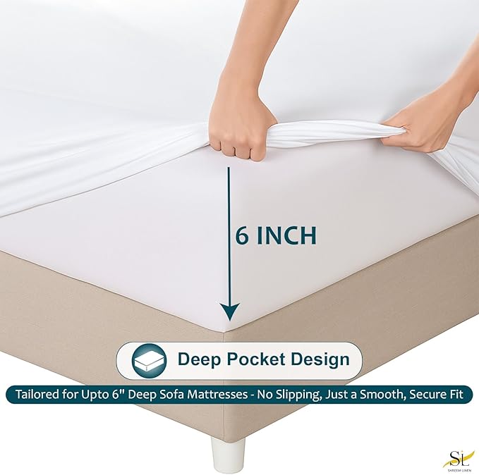 Sleeper Sofa Bed Sheet Set – Full Size, 100% Cotton, 338 Thread Count – 4-Piece - Image 4